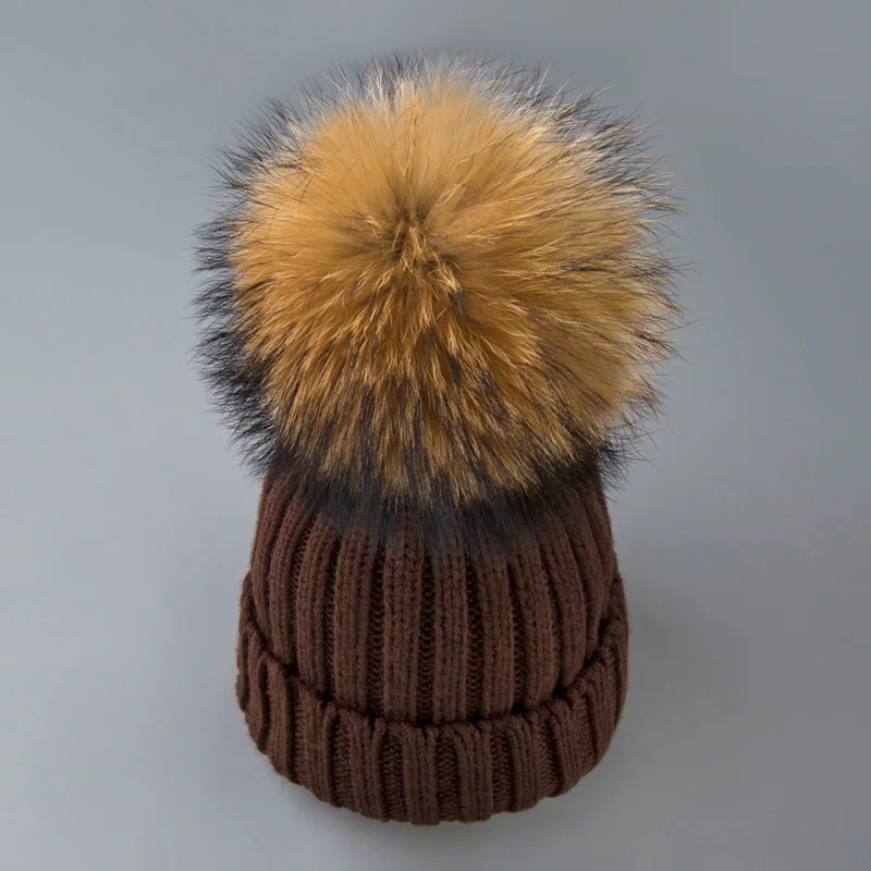 Модная зимняя женская шапка Skullies Beanies Pom Poms теплые пушистые женские вязаные помпоны кепки для девочек женские теплые шапки - Цвет: I