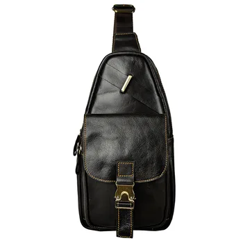 

New Fashion Leather Men Retro Bag Multi-functional Mobile Phone Chest Bag Portable Daily Necessities Bag