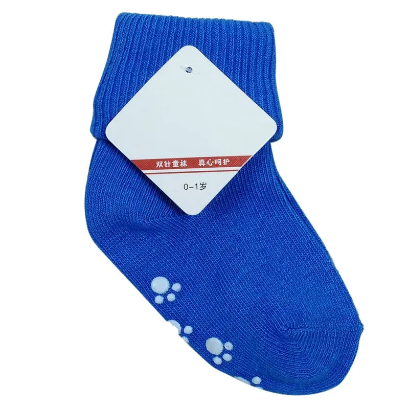 7 цветов, носки-тапочки для новорожденных, хлопковые нескользящие короткие носки для маленьких девочек и мальчиков, От 0 до 1 года - Цвет: Deep Blue