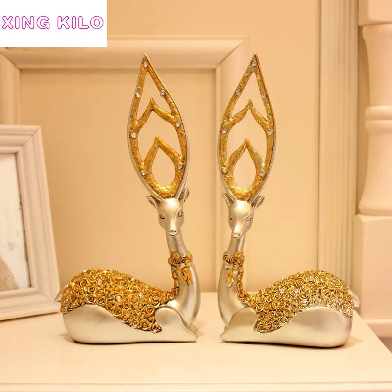 

XING KILO Luxury home living room decorations European deer decoration TV cabinet wine cabinet furnishings crafts wedding gifts