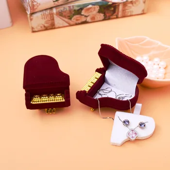 

2 Pcs/Lot Jewelry Package Creative Piano Shape Velvet Box High Quality Necklace/Earring/Ring Gift Box Wedding Engagement Gift