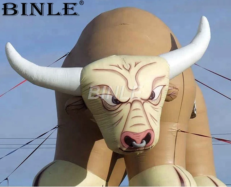 

Free shipping 2mH outdoor roof decoration inflatable animal mascot event giant inflatable bull cartoon model for advertising