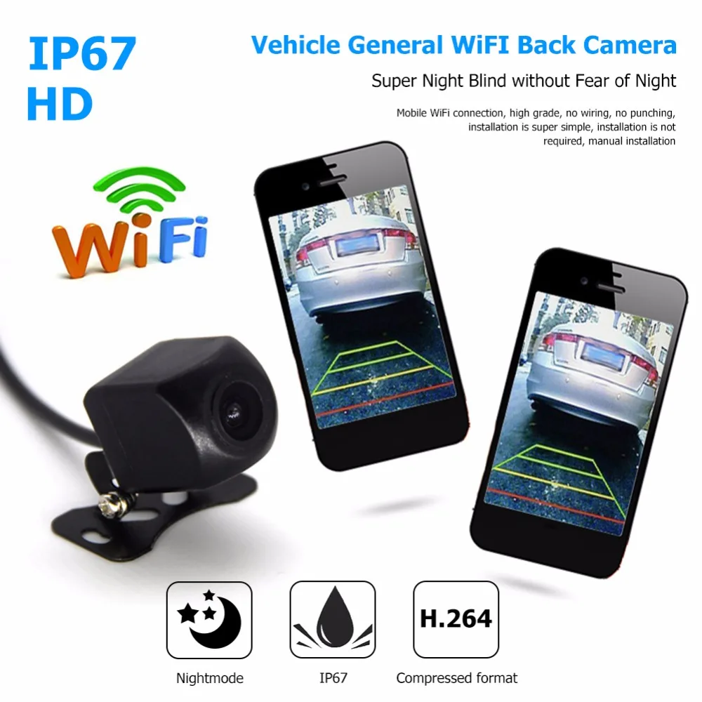 

Wireless Car Rear View Camera WIFI Reversing Camera Dash Cam Night Vision Mini Body Water-proof Tachograph for iOS and Android