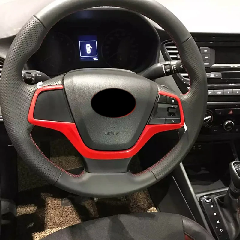 Красная внутренняя накладка на руль ABS 1 шт. для hyundai Verna Accent Solaris 2018 аксессуары