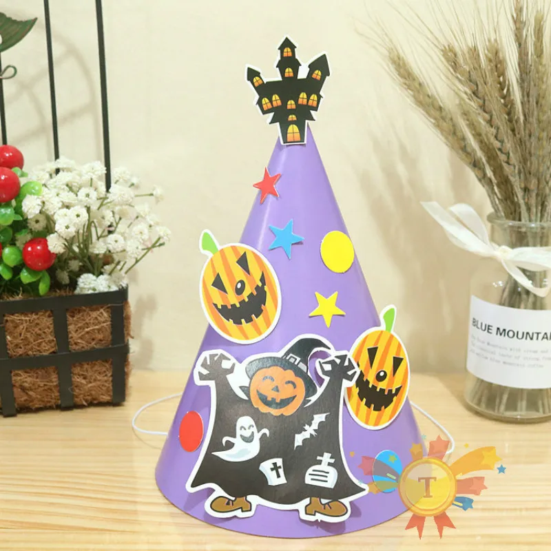 Дети DIY Хэллоуин вечерние шляпы Тыква Ведьма счастливая шапка Хэллоуин для детей Хэллоуин костюм косплей наряды украшения - Цвет: Pumpkin ghost