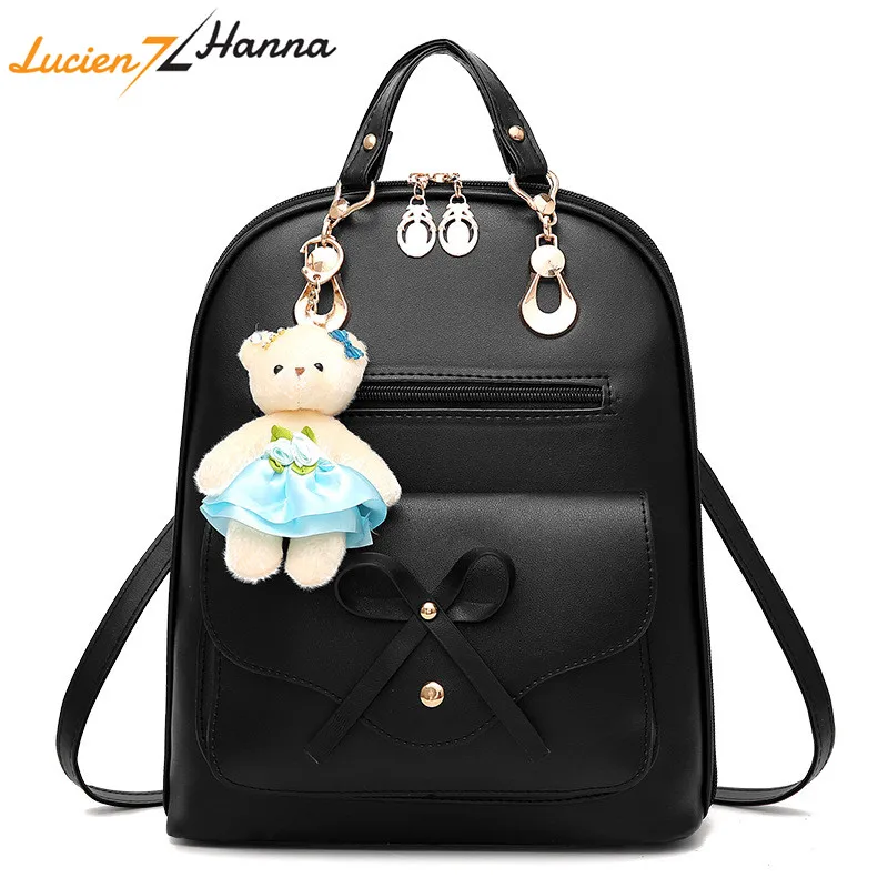 Pretty Girl Backpack with Bear Fashion Women Backpacks Bow School Bags
