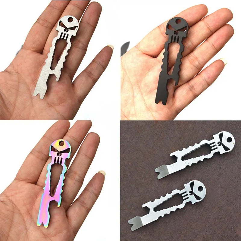 

Skull Beer Bottle Opener Prybar Pry bar Crowbar multi pocket tool pendant keyring gadget camp hike outdoor