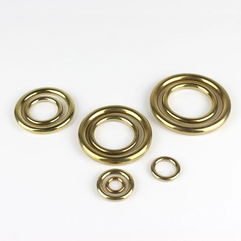 Handbag Hardware Accessories Belt Buckle Solid Brass Cast O-Ring Seamless Round Buckle for Webbing Leather Craft bag strap belt pet collar