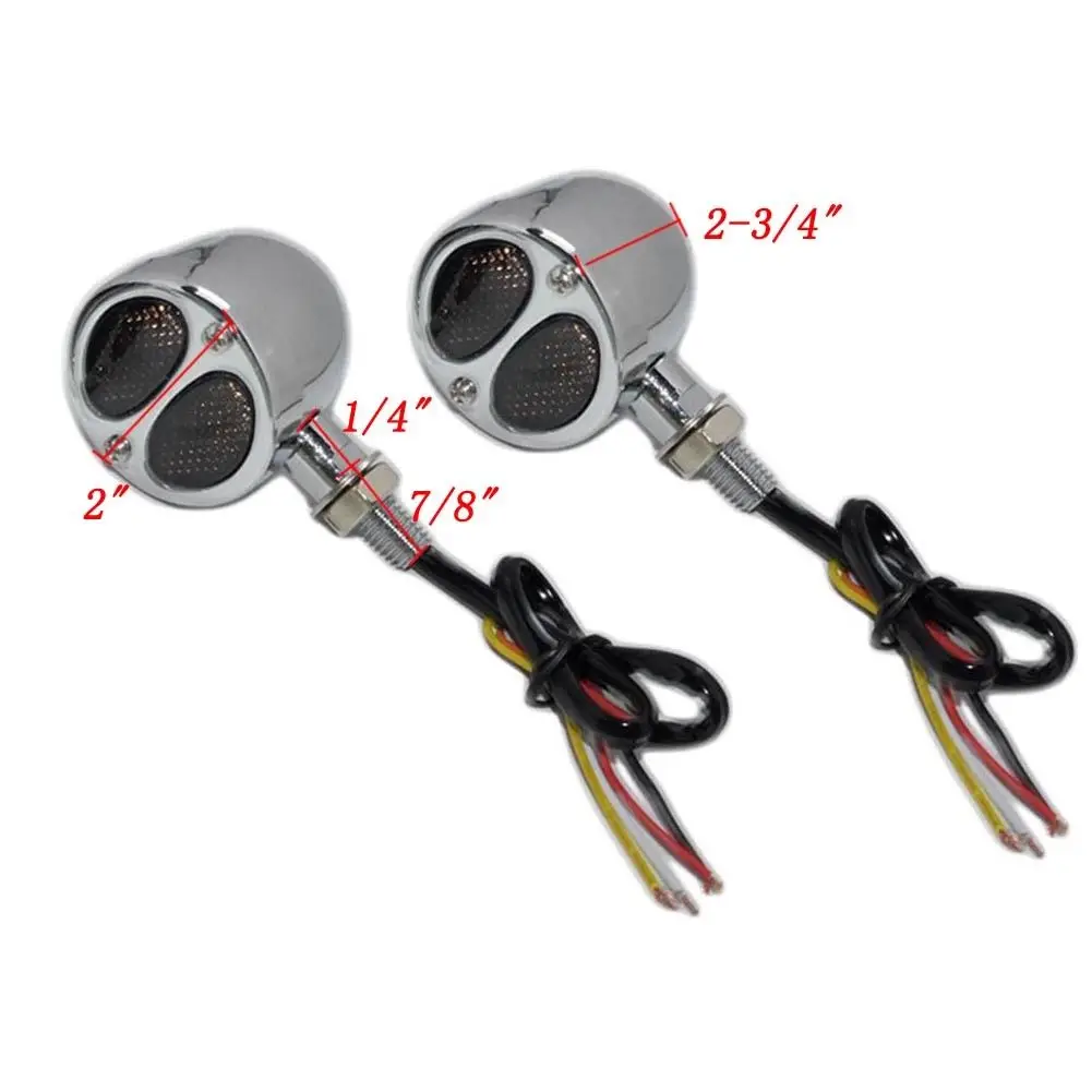12V   Red+Yellow LED Motorcycle Bullet Turn Signal Running Brake Light Chrome