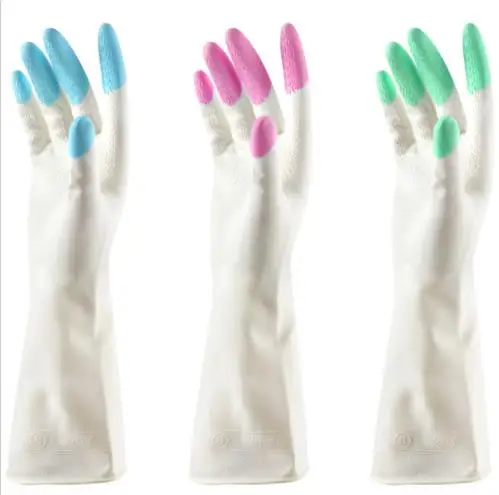 

Household Rubber Gloves Latex Washing Kitchen Dishes Cleaning Plumber Long Gloves non-slip Housework Tools blue pink green