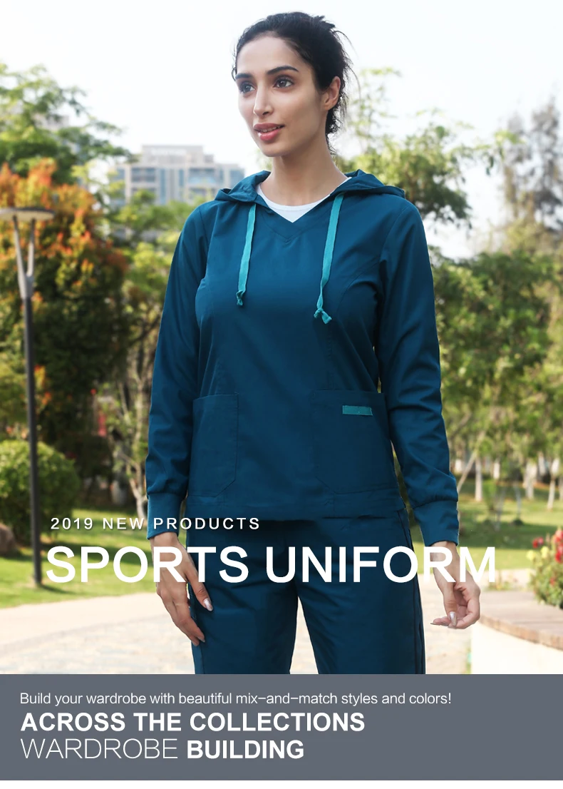 Medical Hoodies Nurse Top Uniform Warm Up Hospital Hoodies Sport 3 Colors Long Sleeve Doctor Tops Knitted Cuffs Infinity Tops