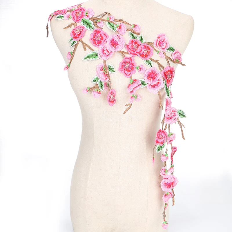 

1Pc Embroidered Floral Lace Neckline Neck Collar Trim Clothes Sewing Applique 23style Embroidery edge Pink Color Scrapbooking