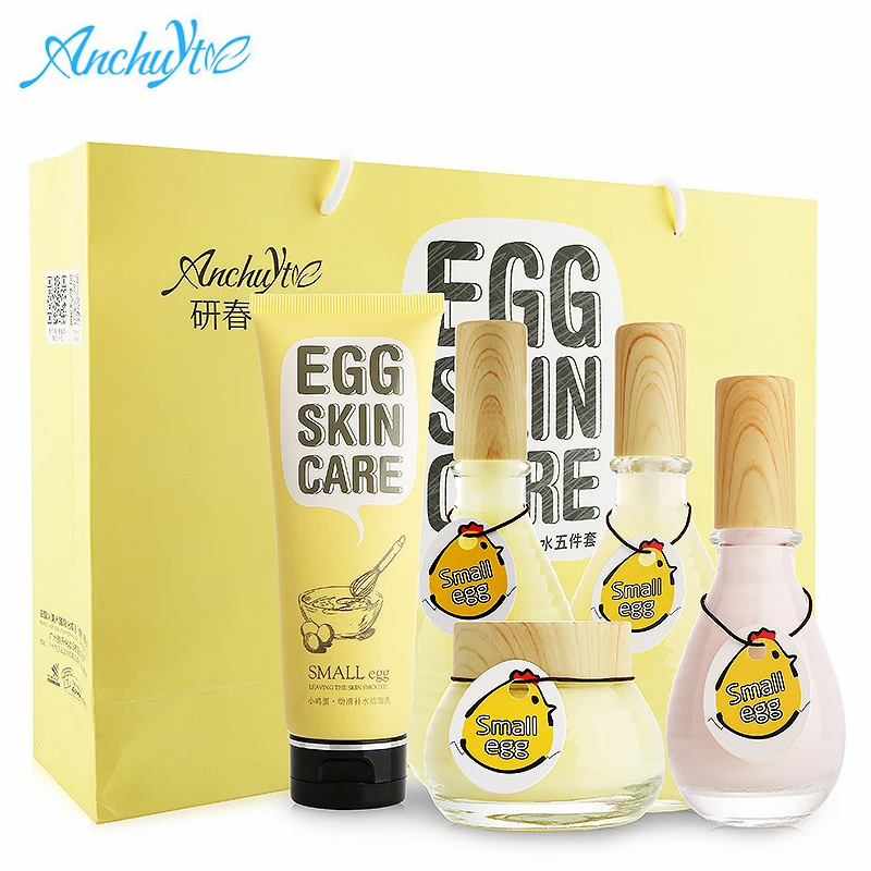 

Small Egg Collagen Protein Face Skin Care Set Cleanser Face Cream Toner Emulsion BB Cream Anti-aging Beauty Cosmetics For Woman
