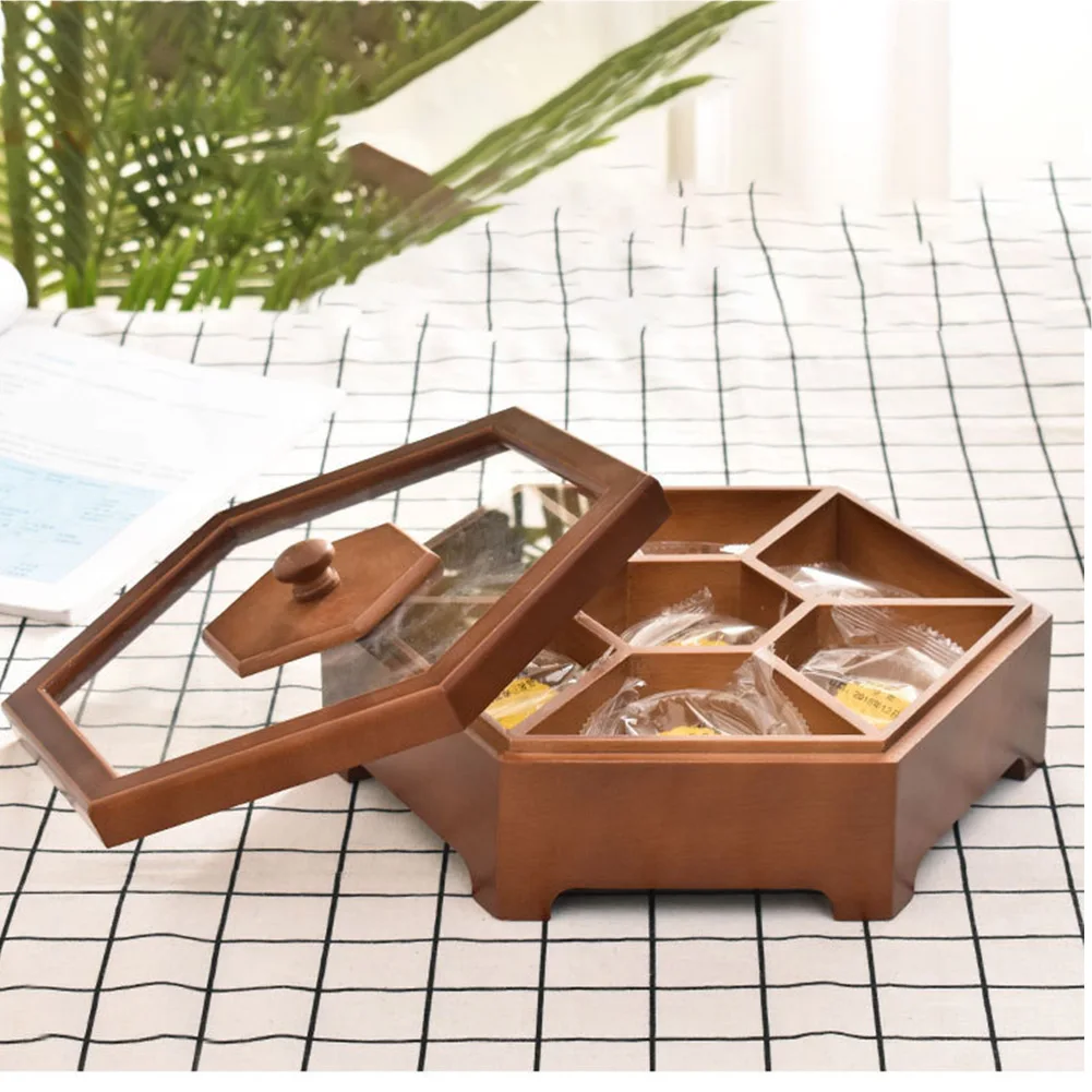 

Desktop Protection With Lid Multifunction Wedding Candy Box Assorted Home Solid Dried Fruit Wooden Snack Storage Container