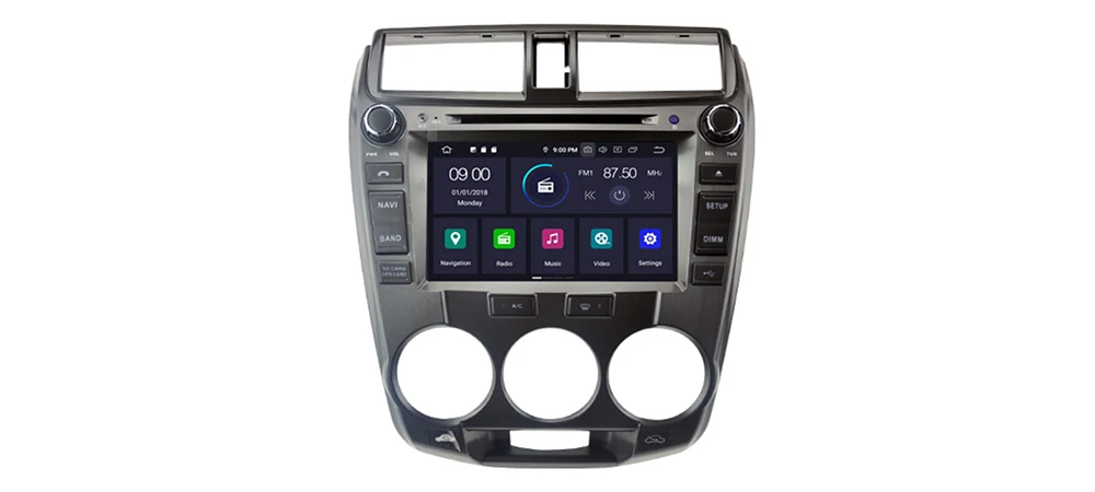 2 Din Car Multimedia Player Android 9 Auto Radio For Honda City 2008~2013 DVD GPS 8 Cores 4GB+32GB Bluetooth WiFi 10