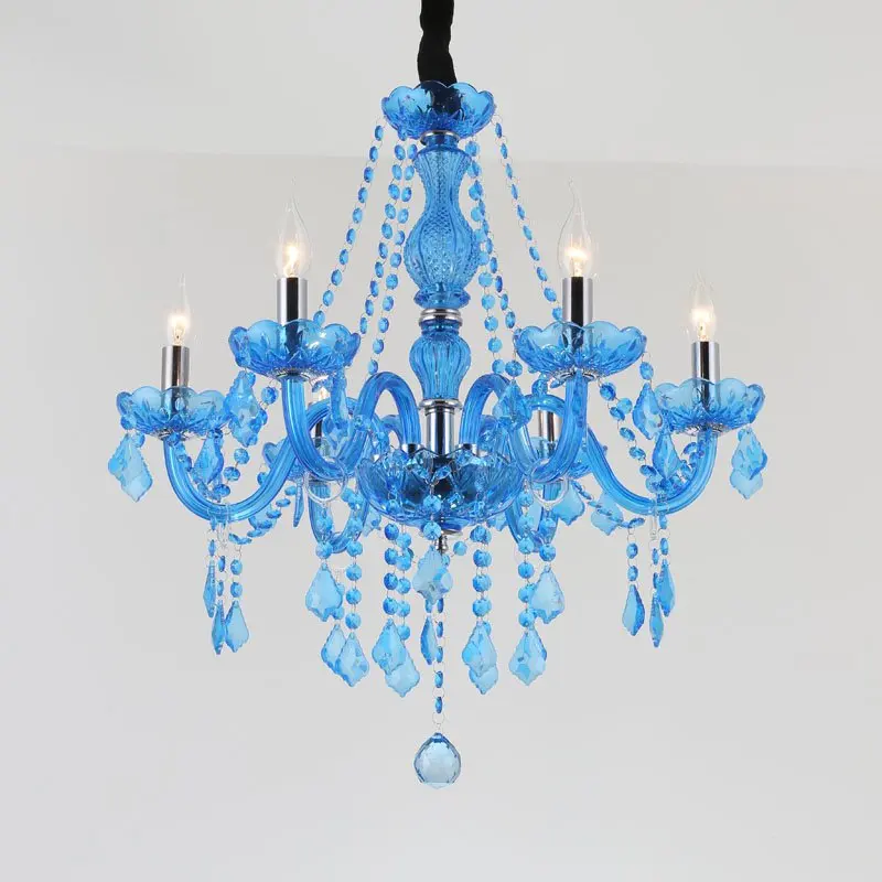 Средиземноморский синий кристалл гостиная люстра ресторан столовая подвесные светильники всего лобби кабинет подвесной светильник