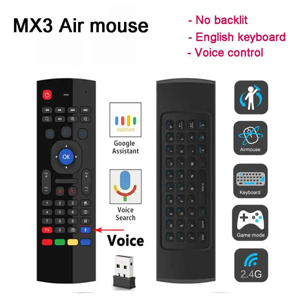 

SATXTREM MX3 Air Mouse Fly Mouse Voice Remote Control 2.4G Wireless Keyboard For X96 mini KM9 TX6 H96 MAX Android TV Box