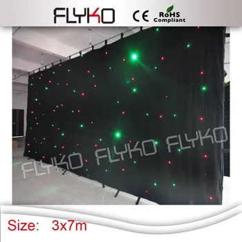 

Free Shipping 3x7m Factory price high quality fire-proof led star vision curtain with controller and power box