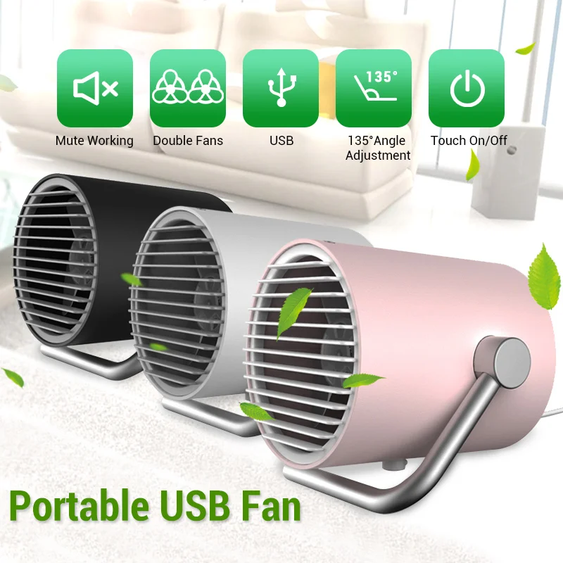 Creater Настольный мини-usb вентилятор портативный природа ветер минималистичный дизайн черный белый розовый стиль кондиционер для воздуха