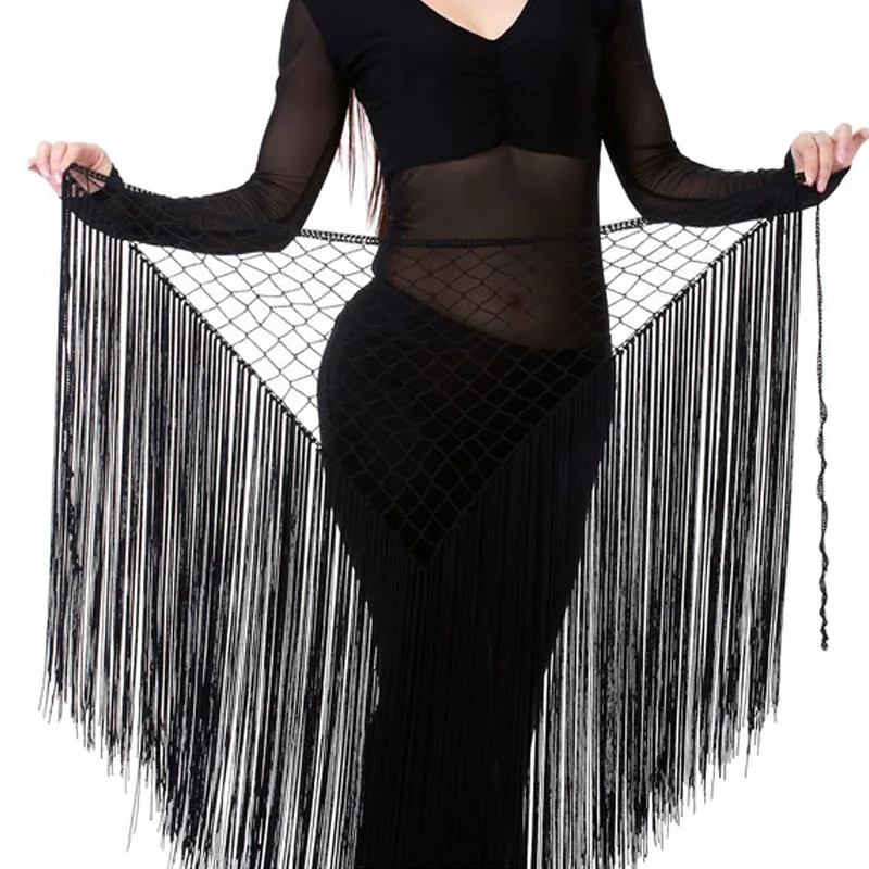 

Argentina Style Hand Hook Long Tassels Triangle Shawl Hip Scarf Belly Dance 13 colors