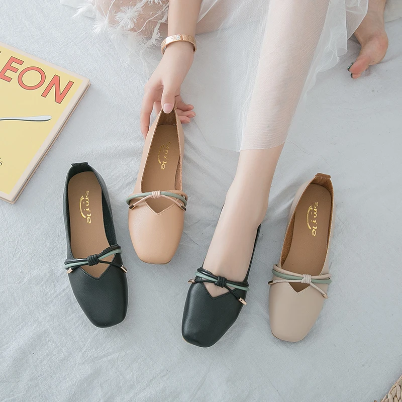 

Concise Fashion Student Casual Womens Shoes Shallow Mouth Flat Shoes Soft Bottom Grandma Shoes Elegant Comfort Peas Shoes