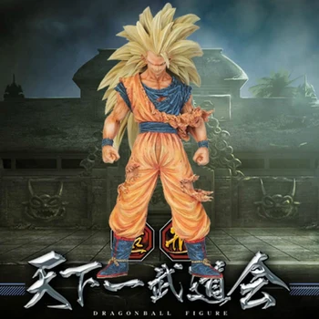 

21CM Anime Dragon Ball Z Super Saiyan 3 Battle Damage Edition Son Goku Action Figure DragonballKakarotto toys Christmas Doll Toy