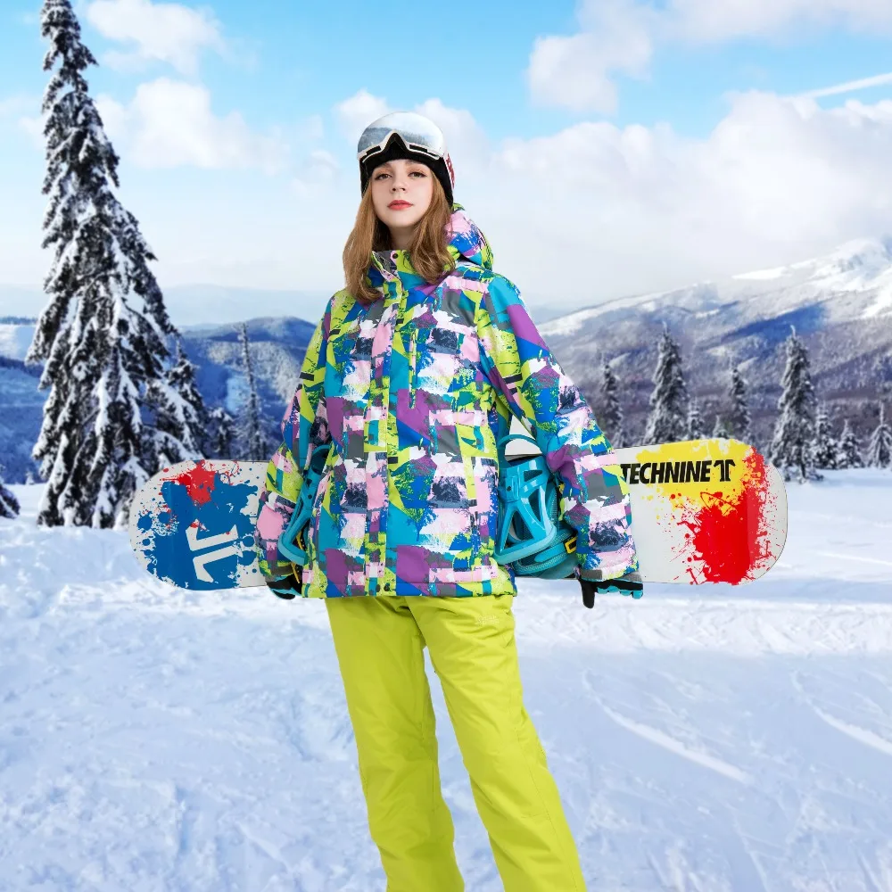 

Winter Women's Ski Suit Snow Jacket Pant Waterproof Ski Suit Women Snowboarding Sets Female Winter Jacket Women Sport Suit 42-52