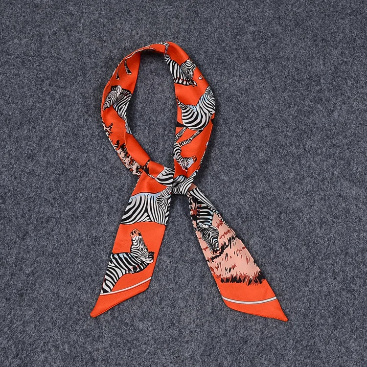 

Zebra Pattern New Arrival Print Lady Silk Feeling Riband Scarves Bags Scarf Small Ribbon Hair Band Bandeaus Clothing Match BD42