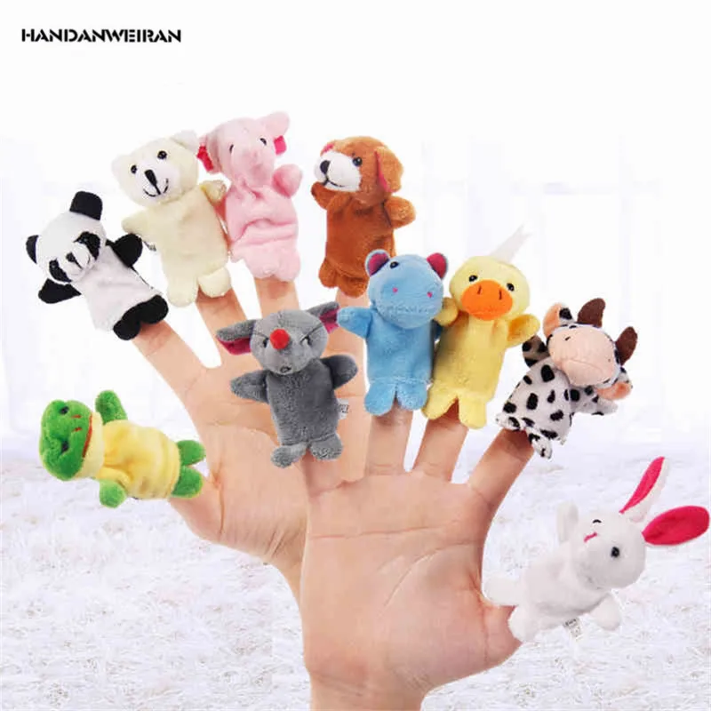 

HANDANWEIRAN 10Pcs/Sets PP Cotton New Explosion Stuffed Toys Creative Cute Cartoon Animals Finger Puppets Educational Toys 7*3Cm