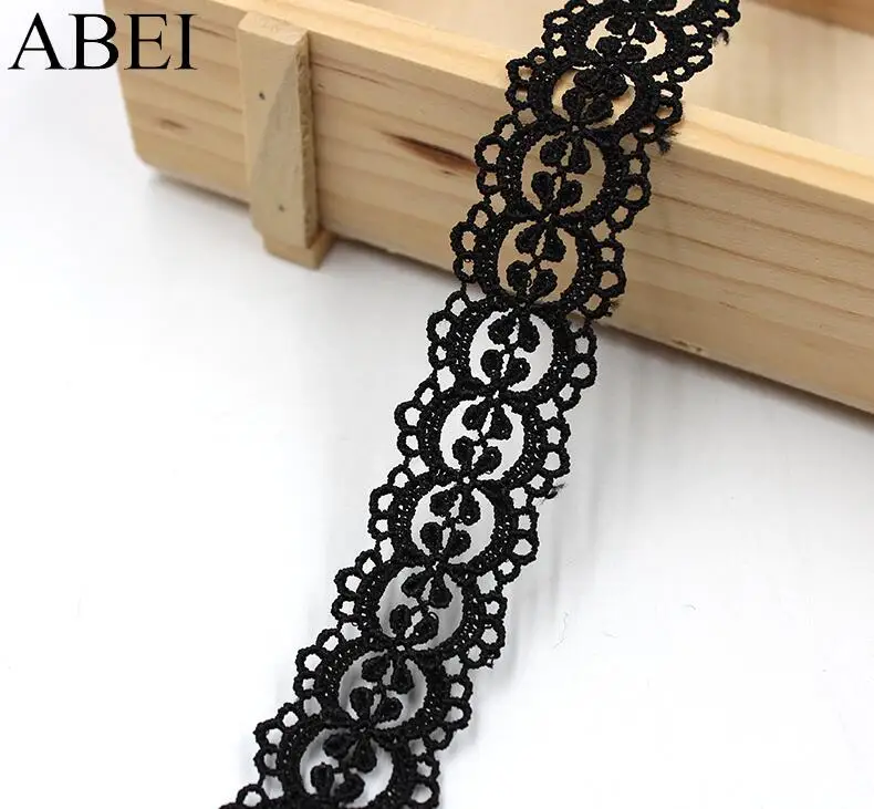 width 2.5cm 5 ярдов/партия вышивка полиэстер черно-белые кружевные планки DIY колье-чокер ювелирные изделия ленты с пришитыми вручную одежда одежная фурнитура - Цвет: width 2.5cm