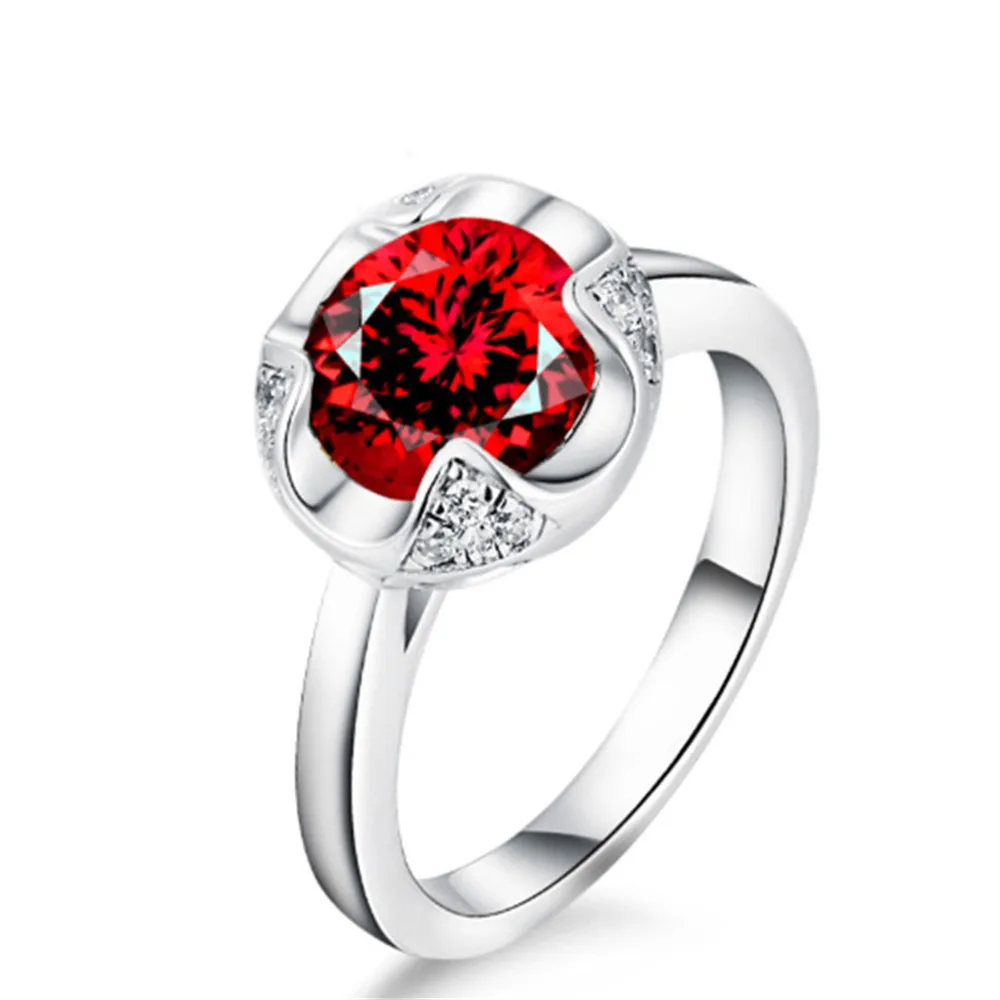 Garnet OneRain Винтаж 925 пробы серебро натуральный гранат аметист сапфировый драгоценный камень свадебные обручение Бутон Кольцо в виде цветка, ювелирное изделие - Цвет камня: Garnet