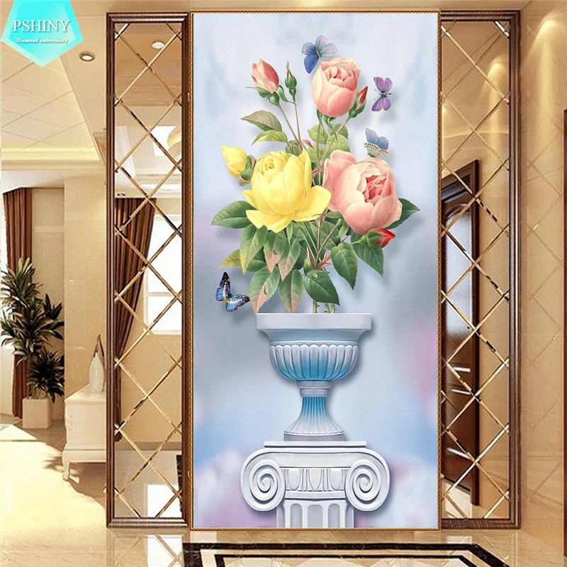 

PSHINY 5D DIY diamond embroidery sale flower Full Square diamond painting rhinestone kit diamond new shelves