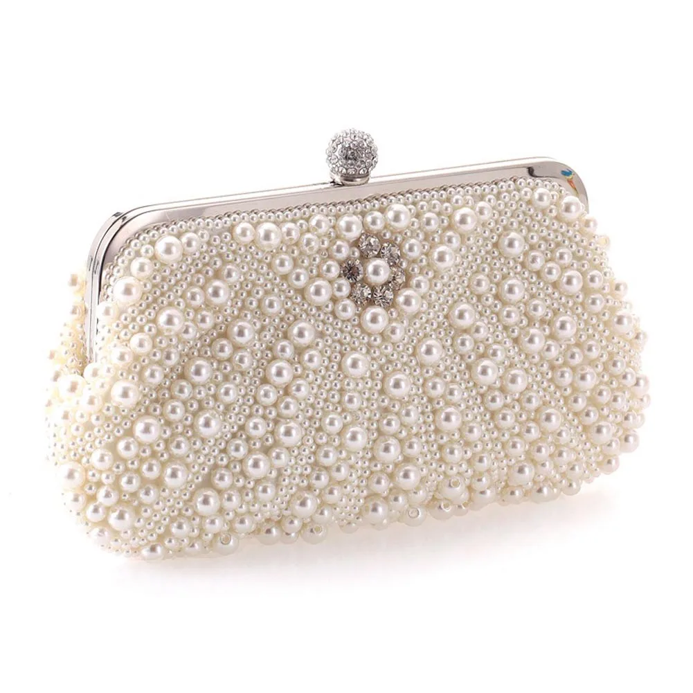 Fashion Lady Evening Bags Imitation Pearl Crystal Beading