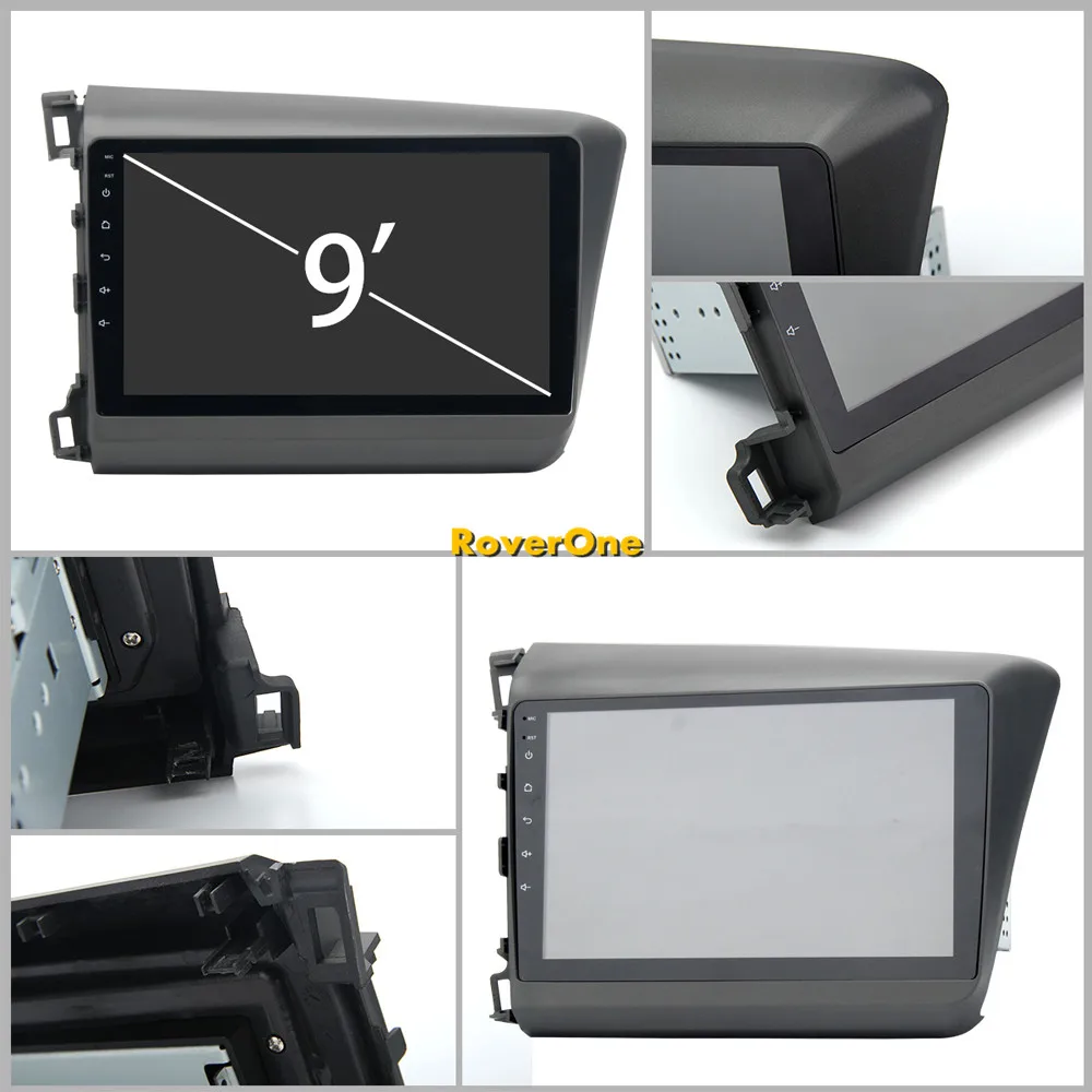 Perfect RoverOne Android 9.0 Octa Core Car Radio GPS For Honda For Civic 2012 2013 2014 Touchscreen Multimedia Player Stereo Bluetooth 4