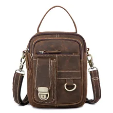 Factory Outlet Wear Crazy Horseskin Men Bags Europe and America Retro Coffee Men's Shoulder Bags Leather Crossbody Bags
