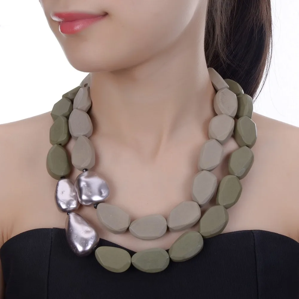 Kaufen JEROLLI Handgemachte CCB Böhmen Ethnische Halskette Anhänger Multi Schicht Perlen Schmuck Vintage Aussage Halskette Frauen Holz Schmuck