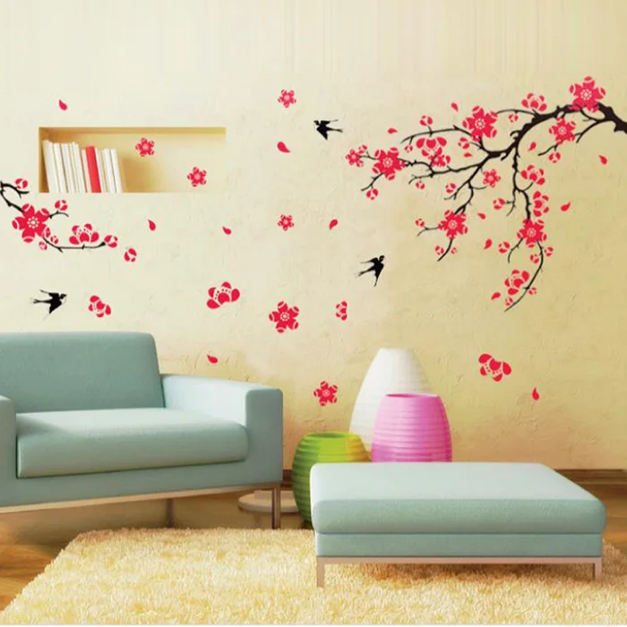 

Plum Flower Sweet Romance The Sitting Room Adornment Inside Bedroom Of Children Sofa Tv Setting Can Remove Glass Posted Photo