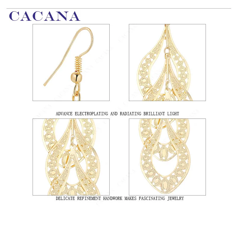 CACANA Dangle Long Earrings For Women Graceful Leaves Bijouterie Hot Sale No.A481 A482