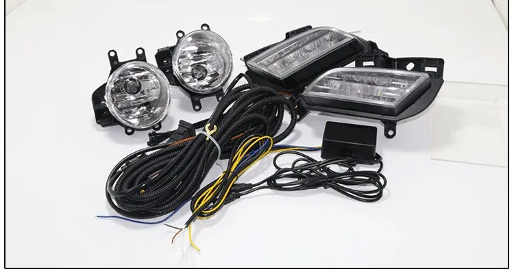 EOsuns светодиодные дневные ходовые огни drl+ Противотуманные фары для Toyota Yaris L- с желтыми поворотниками и синим ночным светом
