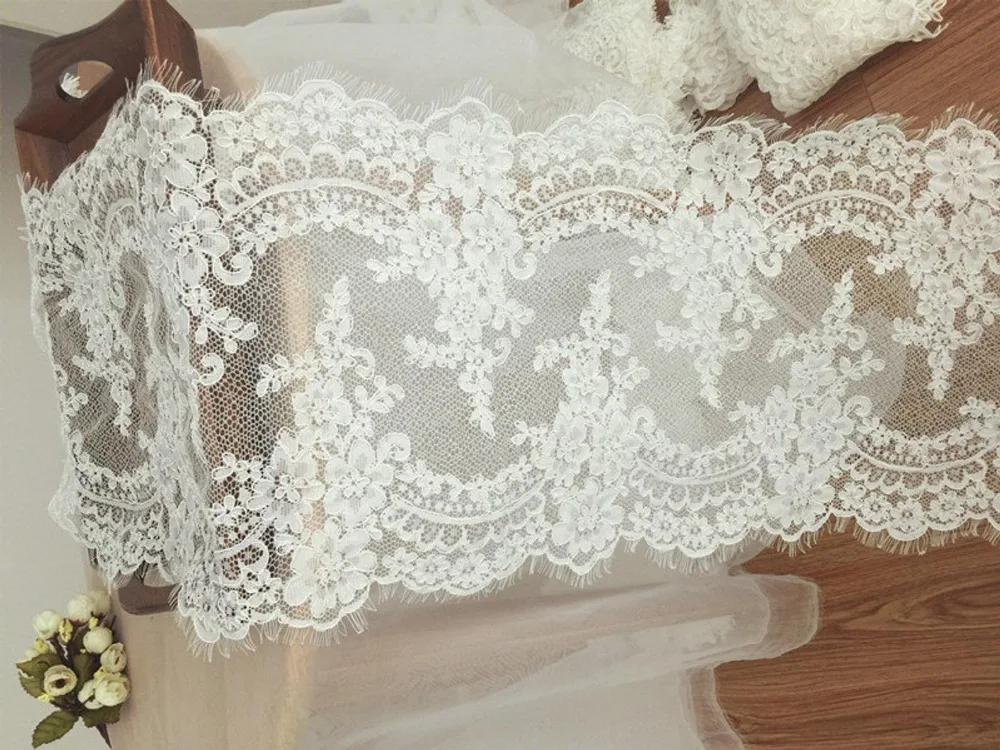 Vestido De Boda Adorno De Novia Marfil De Pestañas Ribete de Encaje de Chantilly 5cm*300cm//Pieza