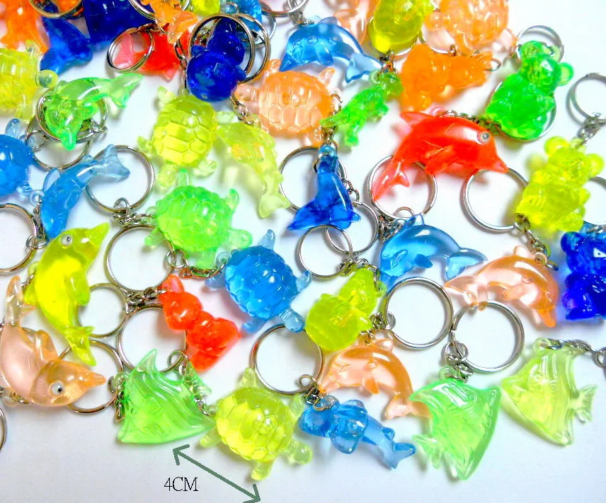 

8pc Ocean Creature w/ key chain ring Fashion Girl Kids Jewelery Chip Necklace Vintage Cup Cake Topper Decoration DIY Home Craft