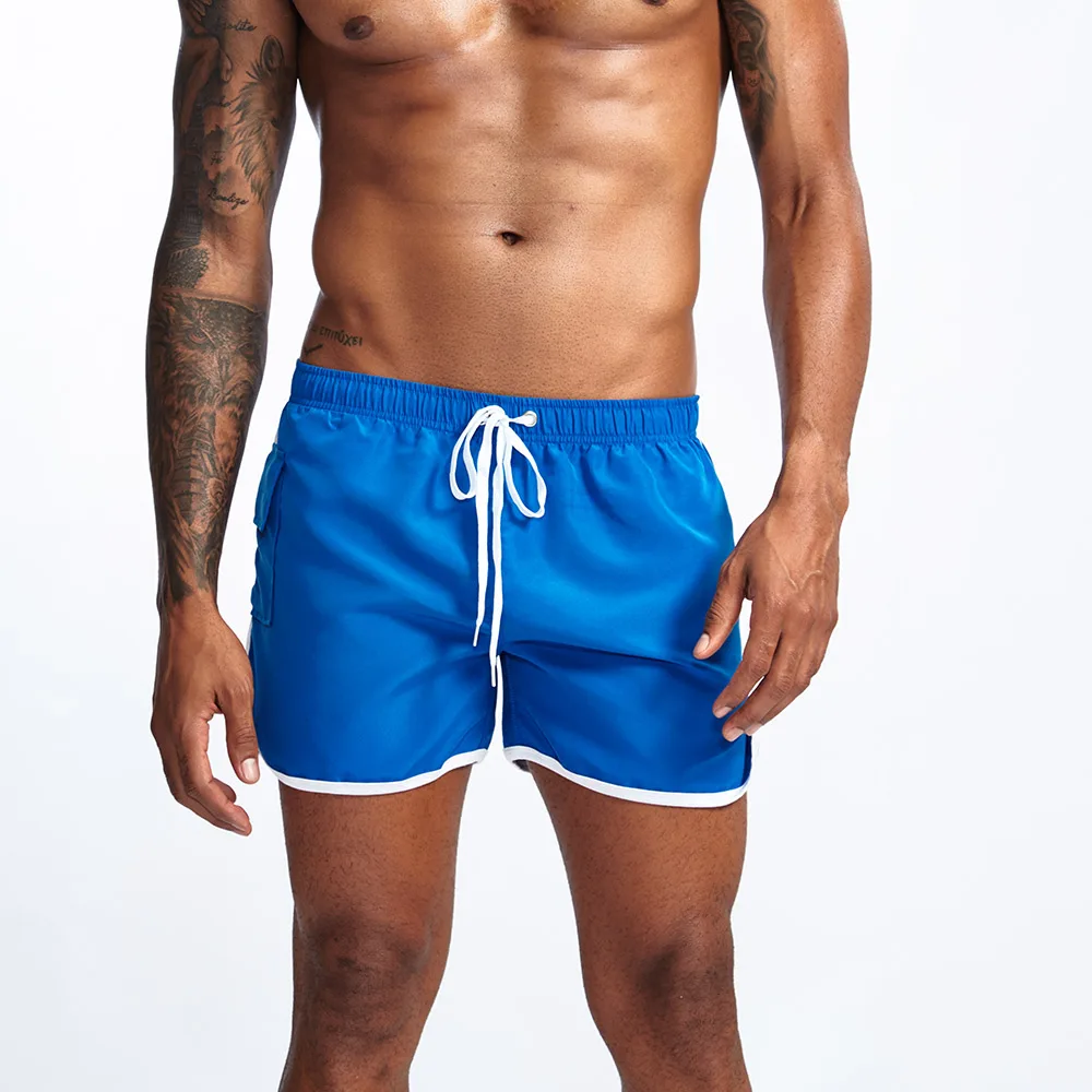 Летние мужские пляжные плавательные шорты на шнурке быстросохнущие купальные шорты с карманом для бега спортивные шорты