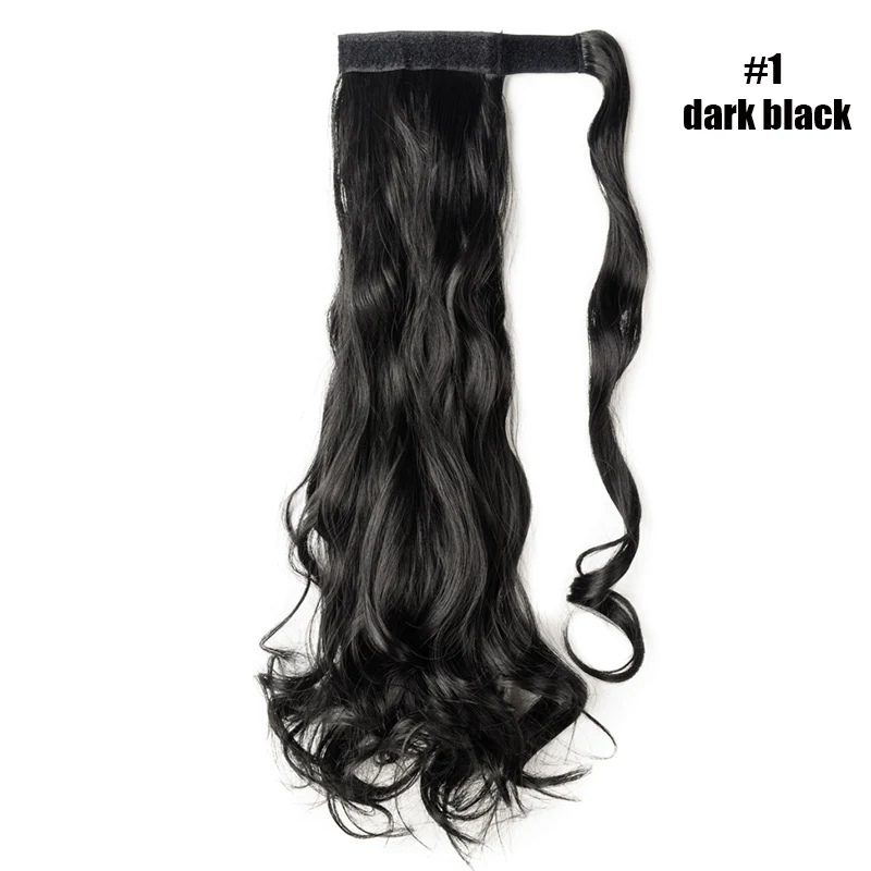 s-noilite Clip In Ponytail Synthetic Wrap Around Ponytail Clip In Hair Extension Long Curly Hairpiece Fake Hair Braid Ponytail - Цвет: dark black