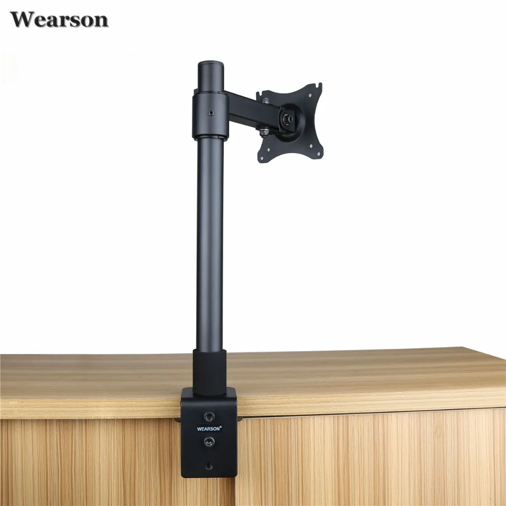 Wearson Single LCD Monitor Desk Mount Stand Height Adjustable Tilt 360 Swivel Thickened Steel
