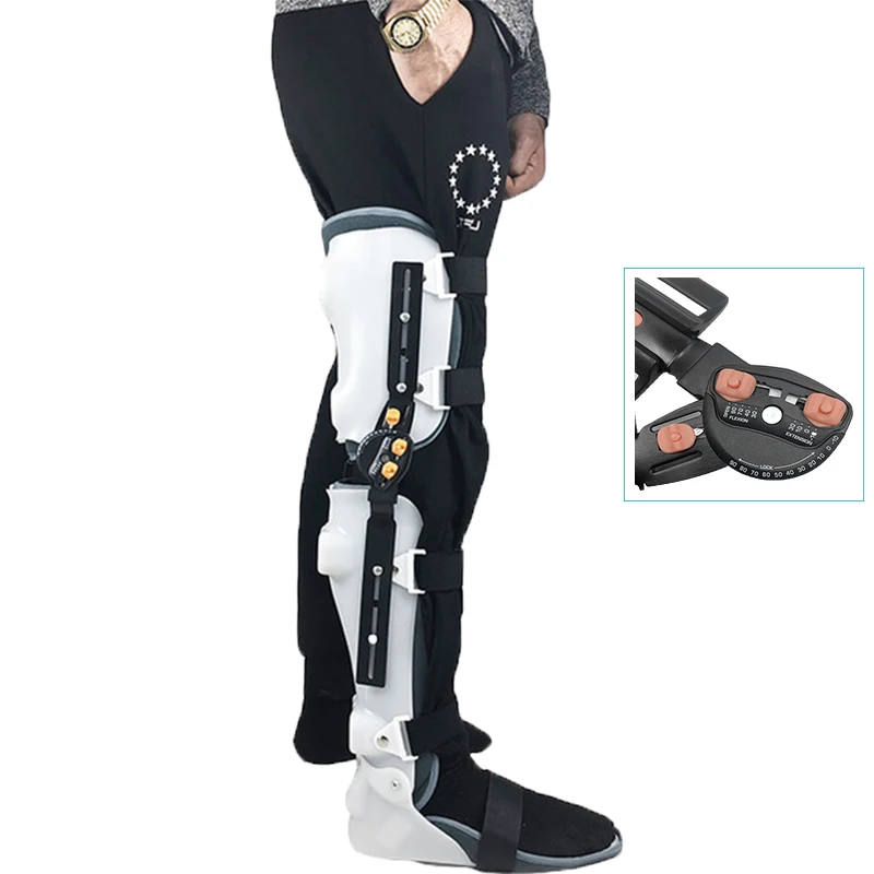 

FULI knee ankle foot orthosis support lower limb support leg stabilizer brace adjustable ligament support splint with feet right