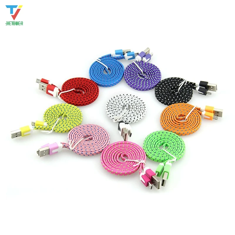 500 개/몫 고품질 usb 데이터 동기화 플랫 꼰 충전기 케이블 코드 와이어 5pin 8pin 유형 c 아이폰 안 드 로이드 전화 1 m/2 m/3 m