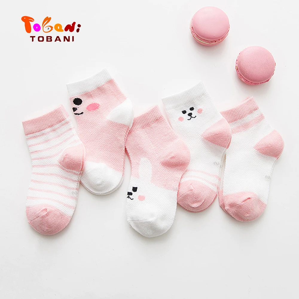 

5pairs/Lot Children's Socks Spring Summer New Boys Girls Animal striped cotton socks Thin Breathable Baby Mesh Socks Tobani