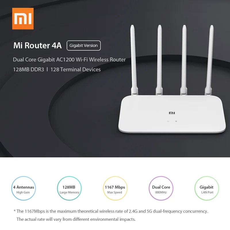 Xiaomi Mi DDR3 маршрутизатор 4A гигабитная версия 2 4 ГГц 5 WiFi 1167 Мбит/с ретранслятор 128 Мб
