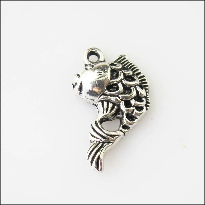 

12Pcs Antiqued Silver Tone Animal Carp Fish Charms Pendants 12x20mm
