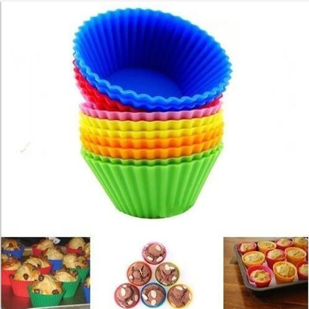 Free Shipping Wholesale Price 12pcs Silicone Round Cake Mould Muffin